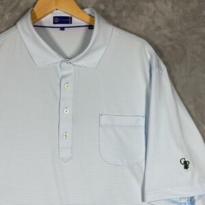 Stitch Golf Mens XL Blue White Striped Performance Polo Shirt CP Tree Logo 4301